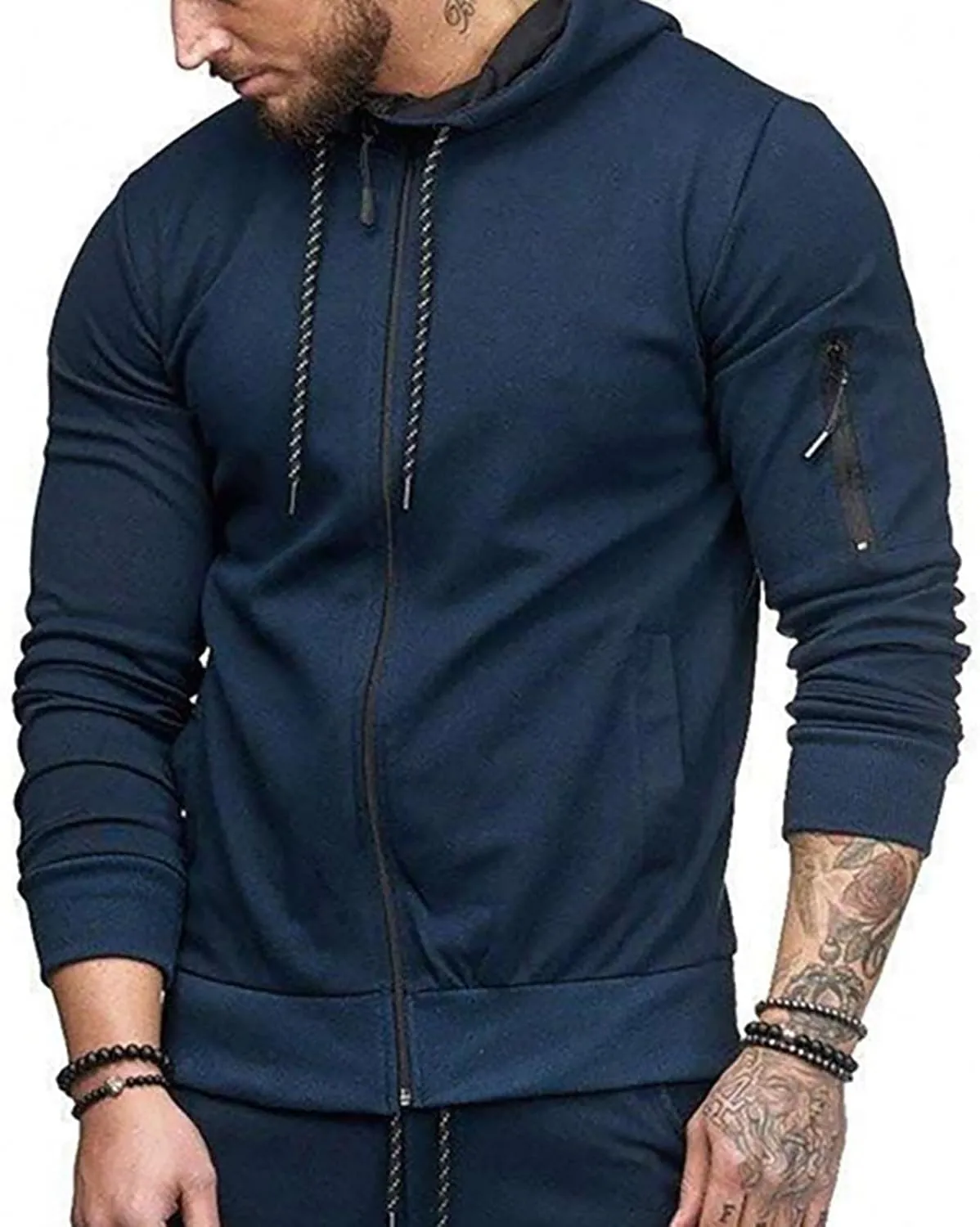 Men's Polyester Sweatshirt Casual Camouflage Sports Sweatshirt Long Sleeve Zipper Hooded Jacket Coat
