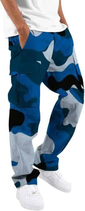 Men's Slim Jogger Pants Mens Casual Waist Color Sports Hat Multi Woven Pocket Foot Rope Solid Pants Training Track