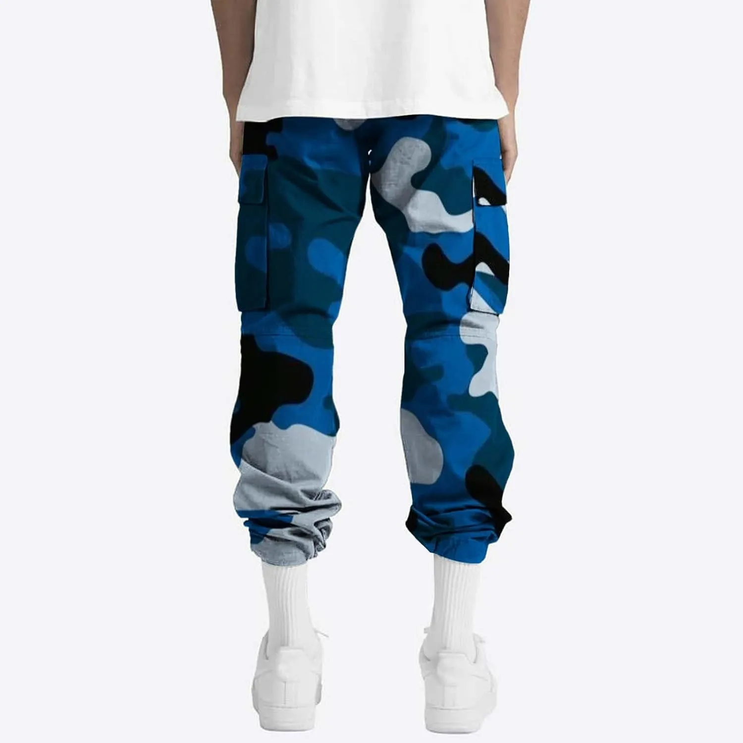 Men's Slim Jogger Pants Mens Casual Waist Color Sports Hat Multi Woven Pocket Foot Rope Solid Pants Training Track