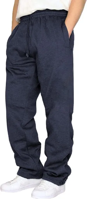 Men's Solid Color Jogger Pants Trendy Casual Straight Wide Leg Trousers Fall Winter Workout Running Sweatpants