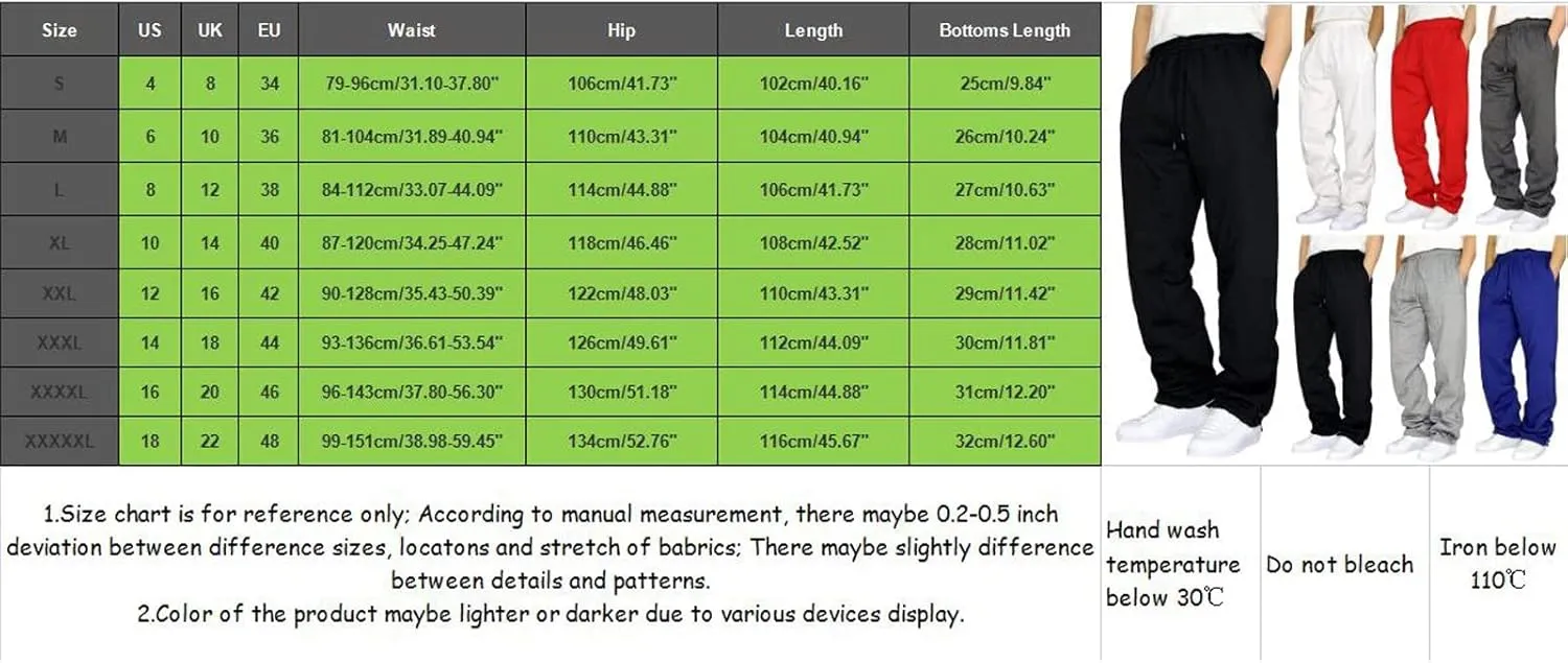 Men's Solid Color Jogger Pants Trendy Casual Straight Wide Leg Trousers Fall Winter Workout Running Sweatpants