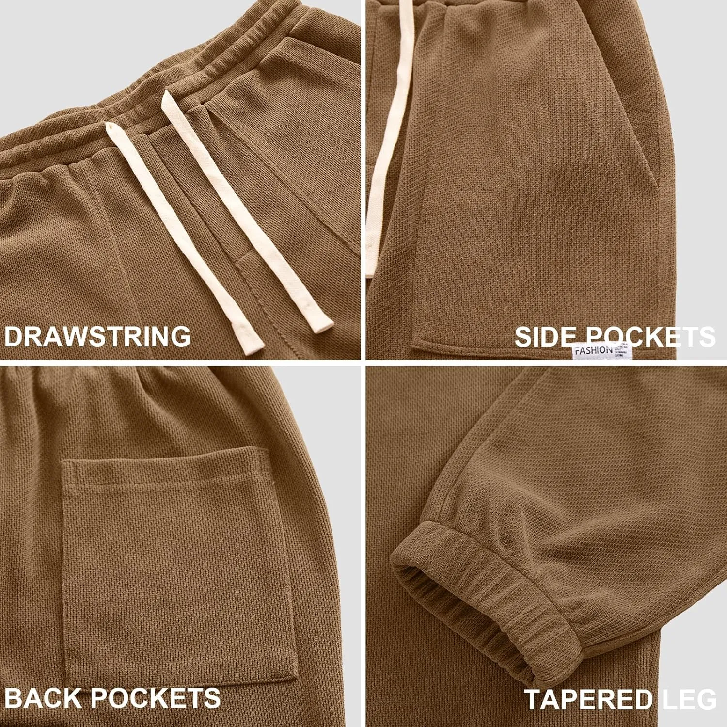 Mens Sweatpants Corduroy Joggers Casual Cargo Pants Elastic Waist Drawstring Stretch Tapered Baggy Pants with Pockets