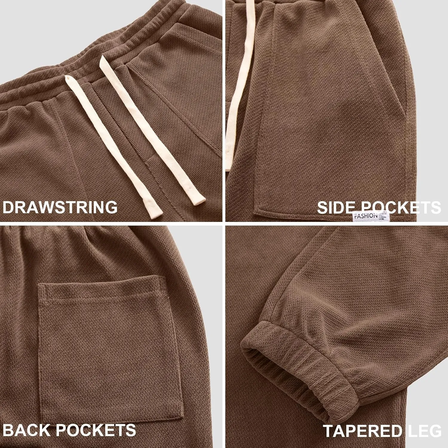 Mens Sweatpants Corduroy Joggers Casual Cargo Pants Elastic Waist Drawstring Stretch Tapered Baggy Pants with Pockets