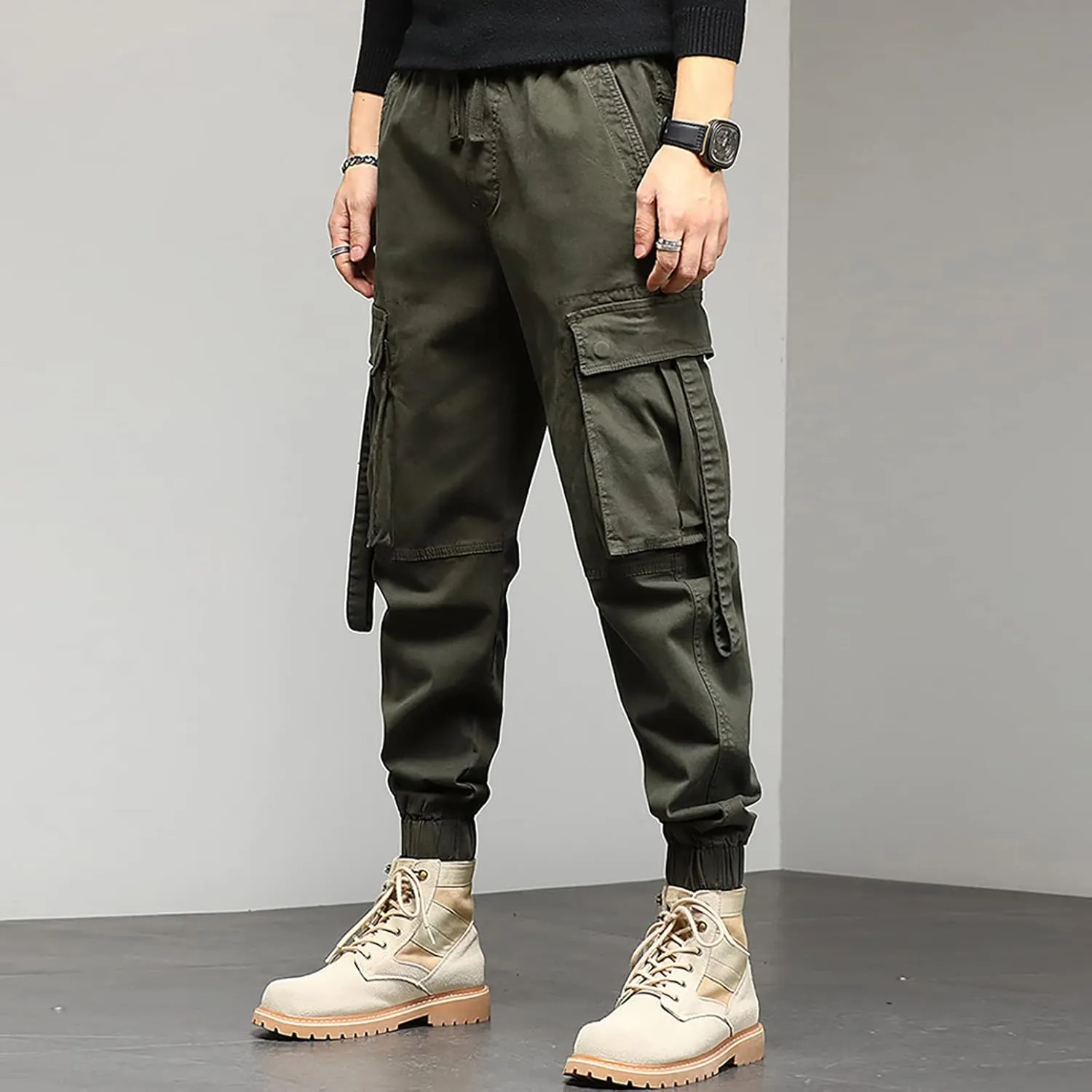 Mens Sweatpants with Pockets Big and Tall Casual Rope Loose Heavyweight Fit Cargo for Men Loose Sports Trousers Pants