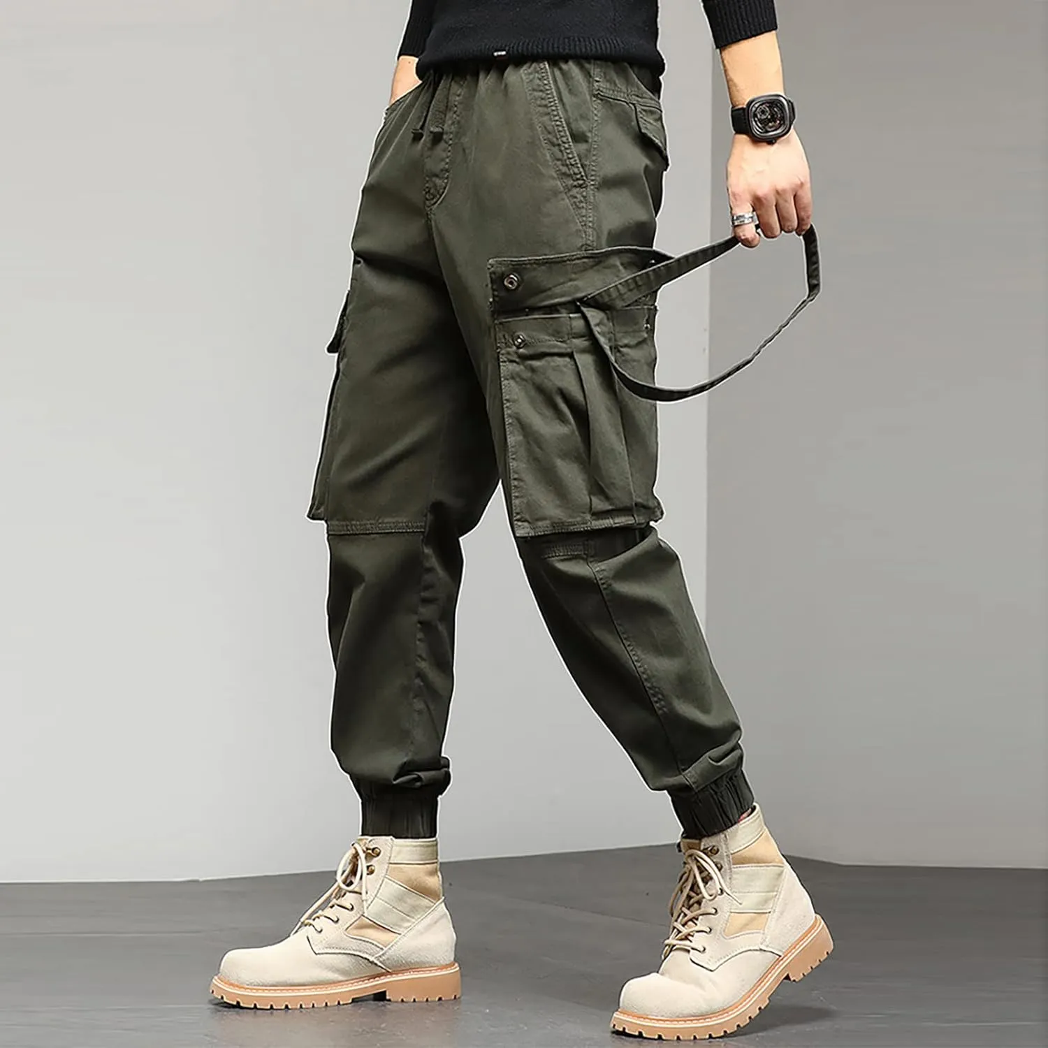 Mens Sweatpants with Pockets Big and Tall Casual Rope Loose Heavyweight Fit Cargo for Men Loose Sports Trousers Pants