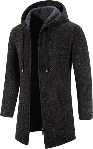 Mens Thick Knitted Cardigan Sweaters Warm Sherpa Fleece Lined Stripe Hoodie Jackets Winter Jacket Cardigan Sweater Coats