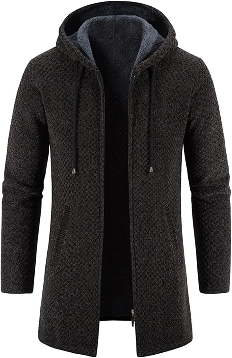 Mens Thick Knitted Cardigan Sweaters Warm Sherpa Fleece Lined Stripe Hoodie Jackets Winter Jacket Cardigan Sweater Coats