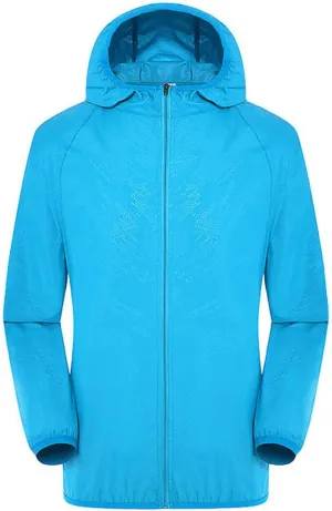 Mens Womens Waterproof Rain Jacket Unisex Casual Full-Zip Raincoat Packable Hooded Outdoor Rainproof Fishing Tops
