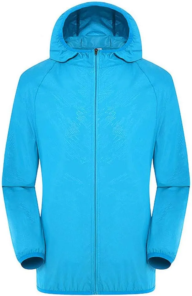 Mens Womens Waterproof Rain Jacket Unisex Casual Full-Zip Raincoat Packable Hooded Outdoor Rainproof Fishing Tops