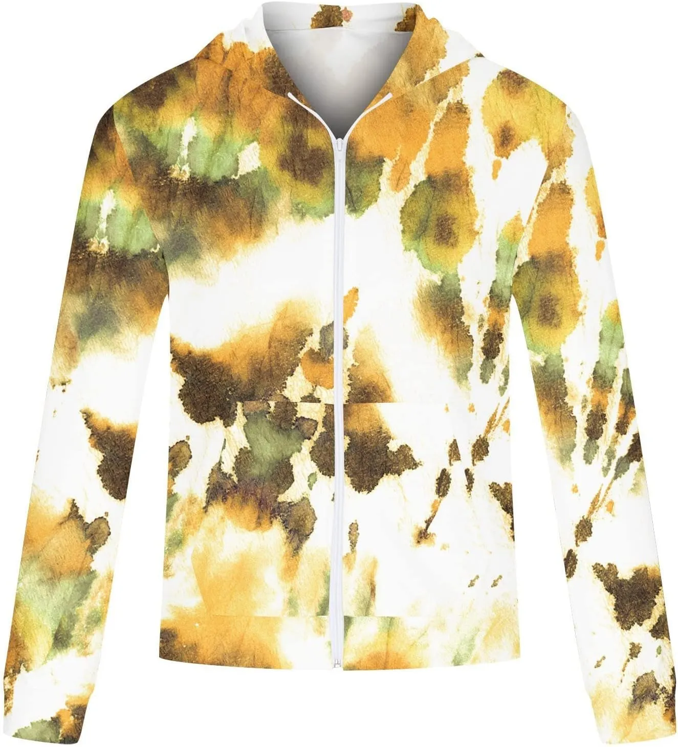 Men's Zip Sweatshirt Fashion Casual Zipper Gradient Tie-Dye Print With Hooded Sweatshirt Jacket