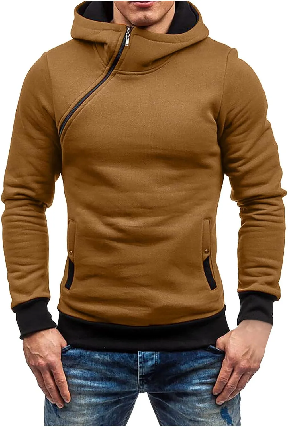 Men's Zip Up Hoodie Casual Camouflage Sports Sweatshirt Long Sleeve Zipper Hooded Jacket Coat