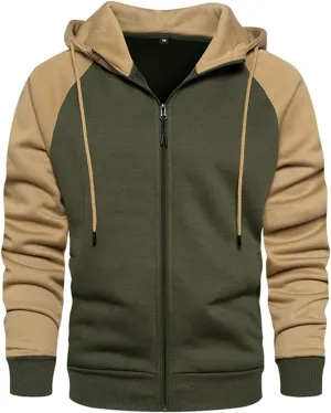 Men's Zip Up Hoodie Casual Camouflage Sports Sweatshirt Long Sleeve Zipper Hooded Jacket Coat