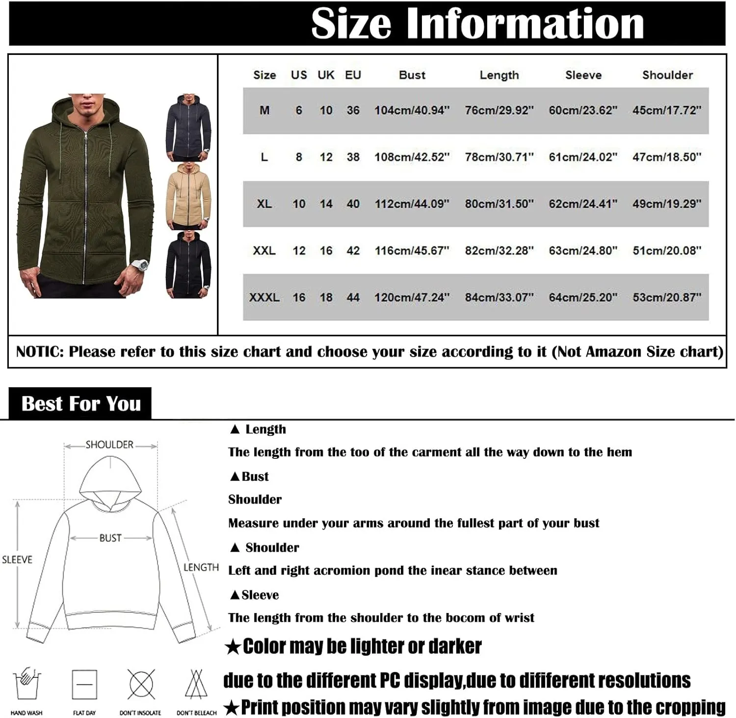Men's Zip Up Hoodie Fashion Casual Camouflage Sports Sweatshirt Long Sleeve Zipper Hooded Jacket Coat