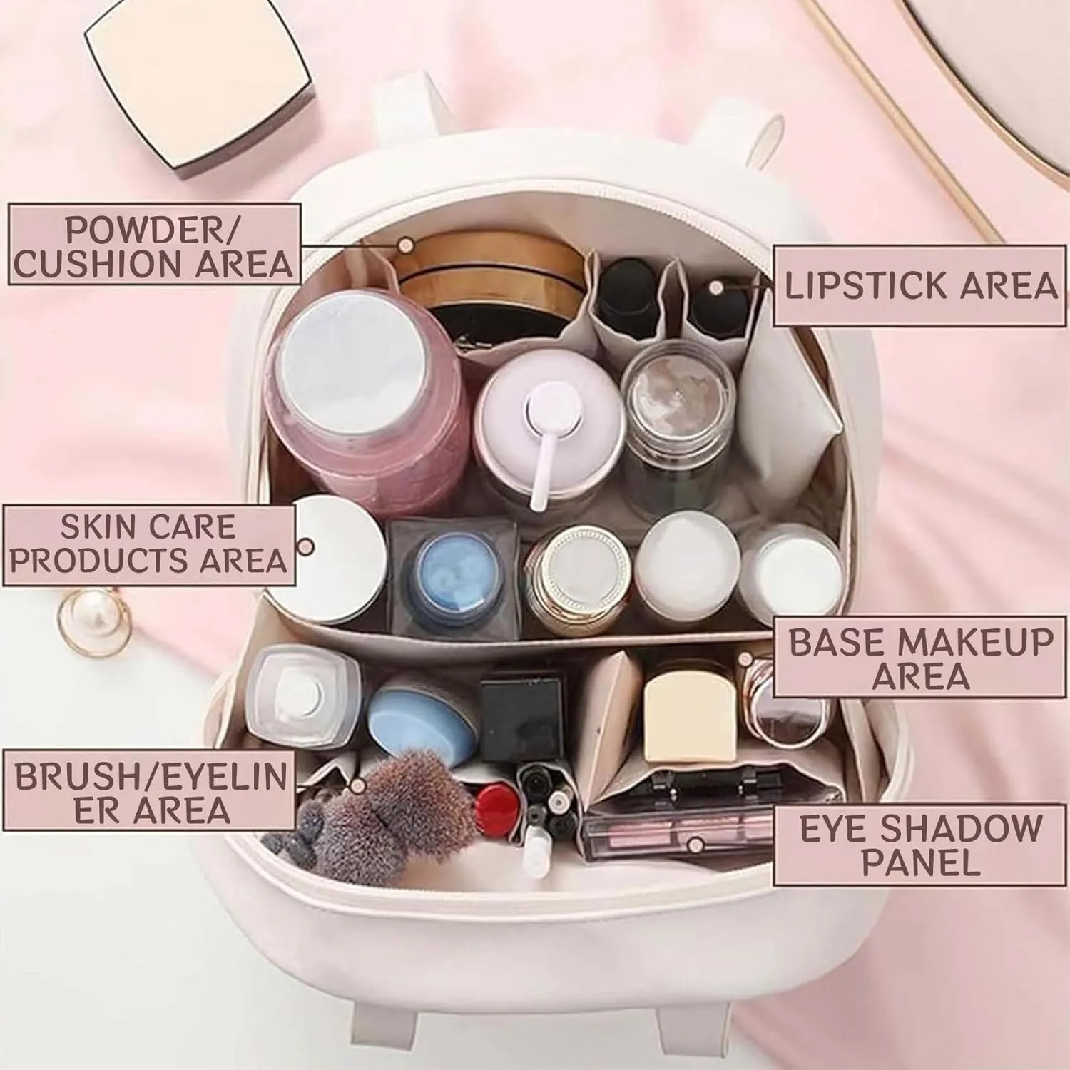 Multi-layered Shell-shaped Cosmetic Bag, Solidarityn Multi-Layered Shell-Shaped Cosmetic Bag, 3 In 1 Large Capacity Cosmetic Bags (White)