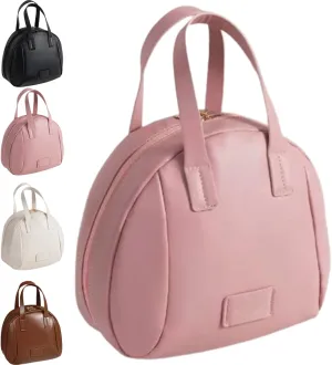 Multi Layered Shell Shaped Cosmetic Bag,Lightly Travel Multi-Layered Shell-Shaped Cosmetic Bag,Leather Makeup Bag With Compartments (Pink)