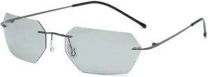 New 2025 Polarized Sunglasses Rivets Men Cinema Driving Titanium Frameless Polygon Sun Glasses for Men,4,One size