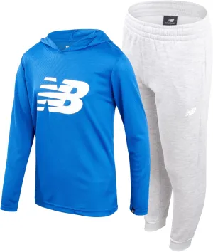 New Balance Boys' Active Sweatsuit - 2 Piece Waffle Knit Hoodie Sweatshirt and Sweatpants - Jogger Pants Set for Boys, 8-16