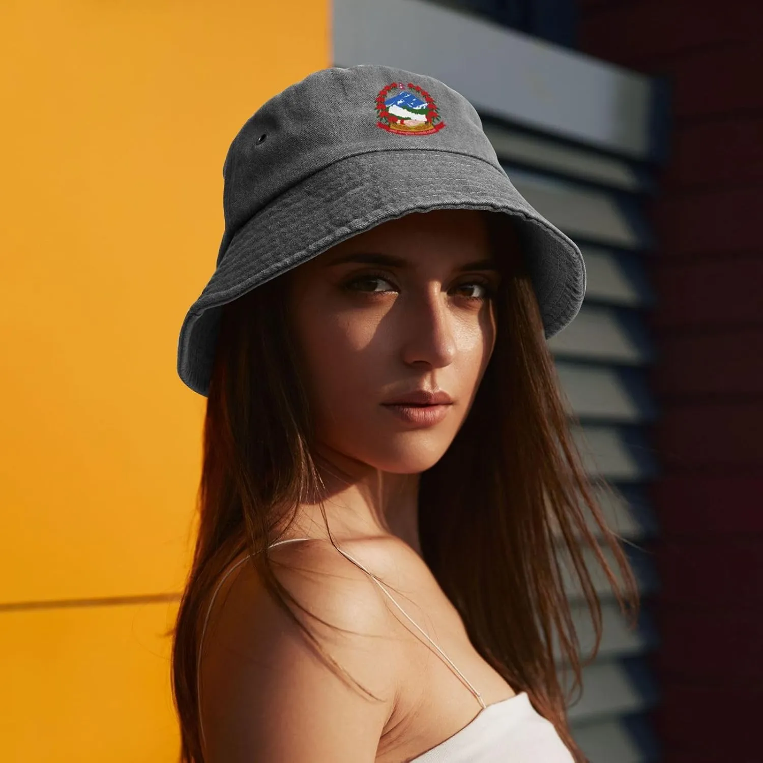 New Emblem of Nepal Bucket Hat for Men Women Outdoor Washed Cotton Sun Hats Travel Beach Hat
