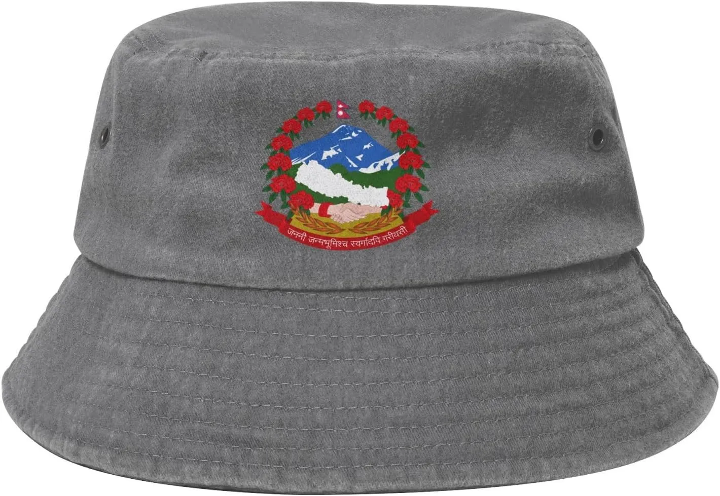 New Emblem of Nepal Bucket Hat for Men Women Outdoor Washed Cotton Sun Hats Travel Beach Hat