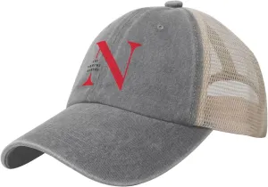 Northeastern University Hat Adjustable Athletic Vintage Washed Distressed Mesh Baseball Cap