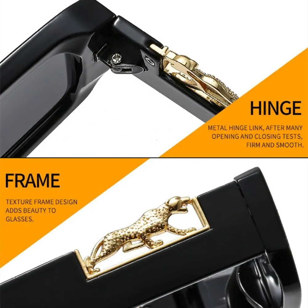 One Piece Small Rectangle Leopard Sunglasses For Women Fashion Gradient Sun Glasses Men Hip Hop Shades Flat Eyewear