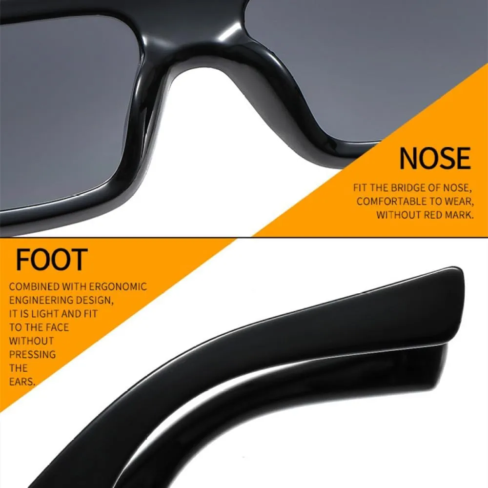 One Piece Small Rectangle Leopard Sunglasses For Women Fashion Gradient Sun Glasses Men Hip Hop Shades Flat Eyewear