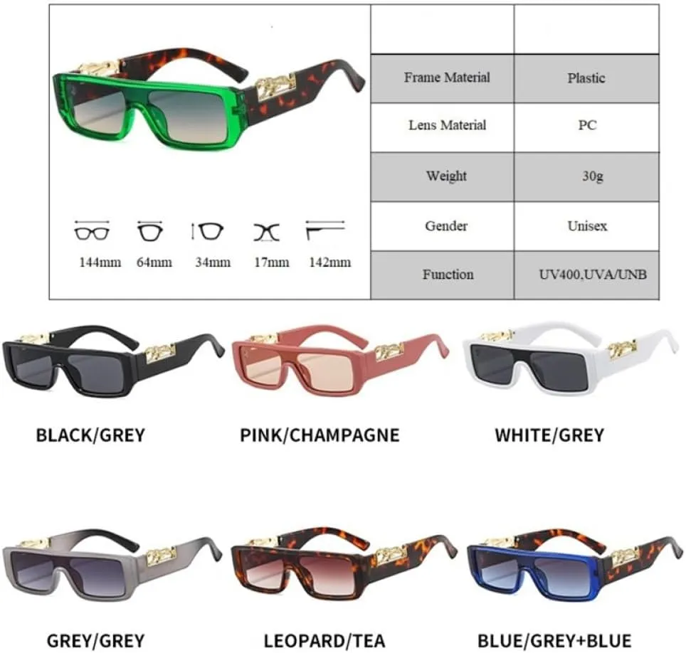 One Piece Small Rectangle Leopard Sunglasses For Women Fashion Gradient Sun Glasses Men Hip Hop Shades Flat Eyewear
