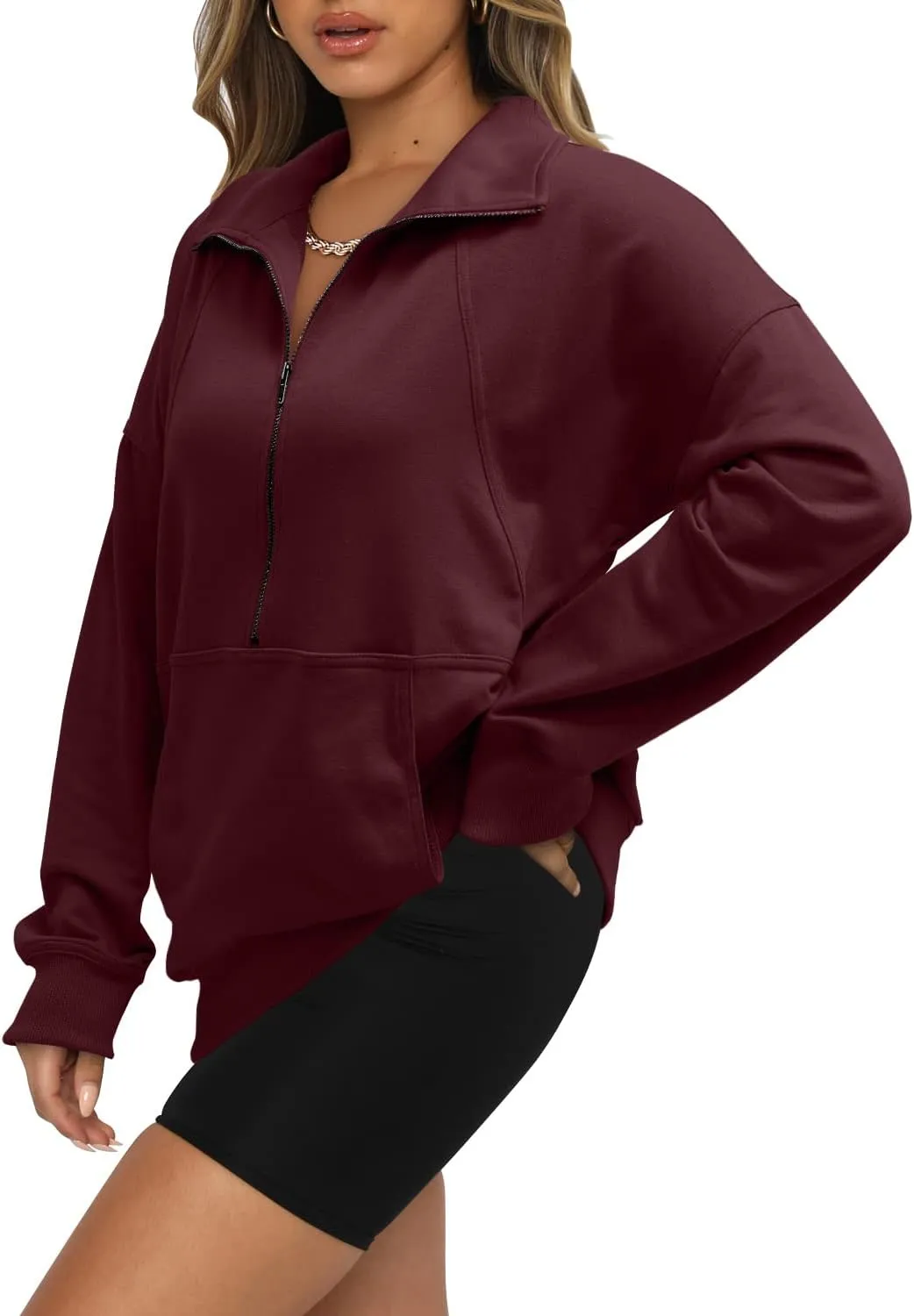 onlypuff Half Zip up Sweatshirt Women Cute Hoodies Lapel Pullover Long Sleeve Trendy Warm Top
