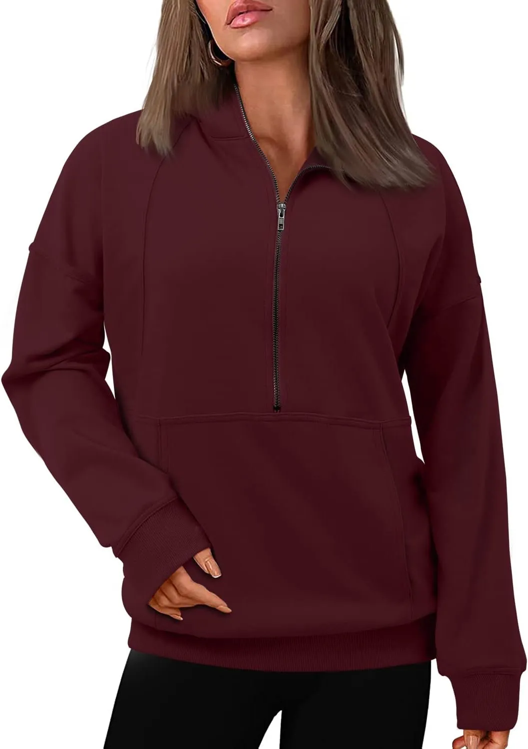 onlypuff Half Zip up Sweatshirt Women Cute Hoodies Lapel Pullover Long Sleeve Trendy Warm Top
