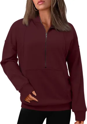 onlypuff Half Zip up Sweatshirt Women Cute Hoodies Lapel Pullover Long Sleeve Trendy Warm Top