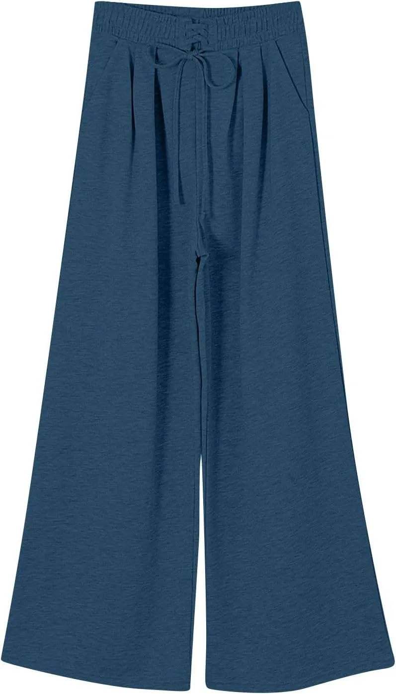 Oversized Wide Leg Sweatpants Women Baggy Drawstring High Waisted Sweatpants Active Workout Pants with Pockets