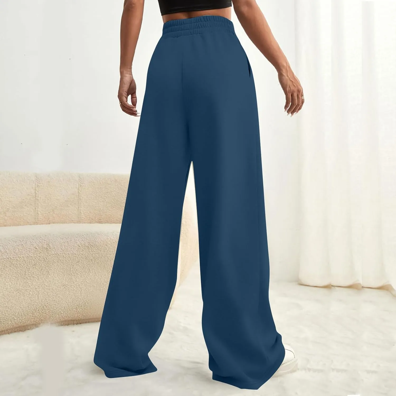 Oversized Wide Leg Sweatpants Women Baggy Drawstring High Waisted Sweatpants Active Workout Pants with Pockets