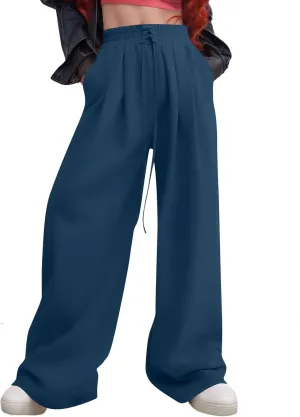 Oversized Wide Leg Sweatpants Women Baggy Drawstring High Waisted Sweatpants Active Workout Pants with Pockets