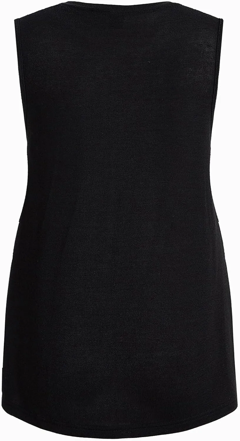 OYOANGLE Maternity Tank Top Summer Sleeveless Crewneck Pregnancy Shirts Side Split Pregnant Clothes