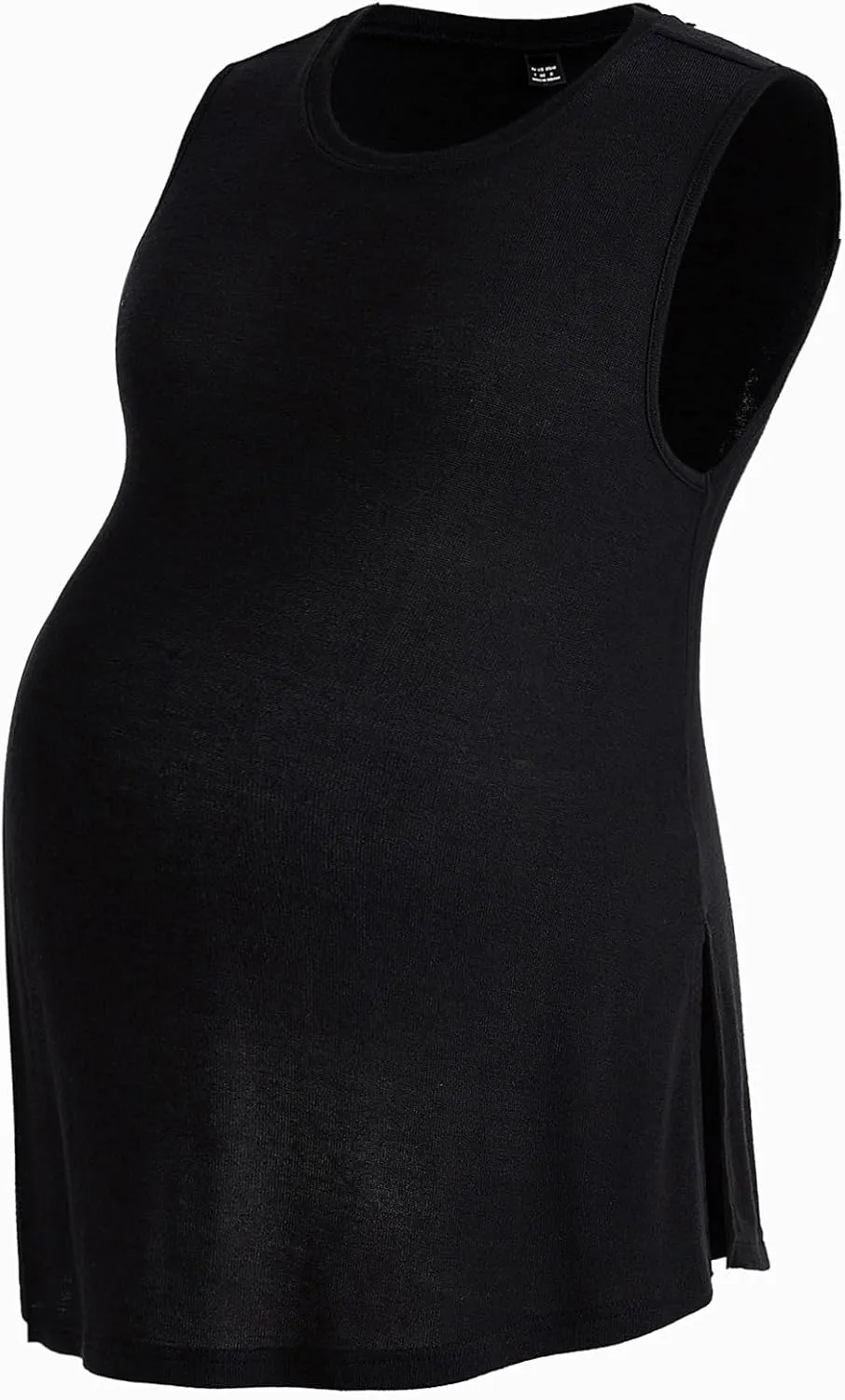 OYOANGLE Maternity Tank Top Summer Sleeveless Crewneck Pregnancy Shirts Side Split Pregnant Clothes