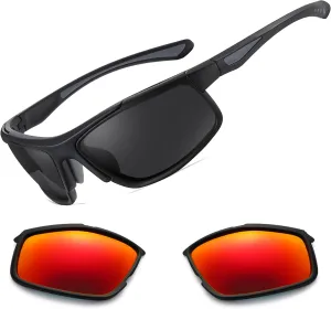 Polarized Night Driving Glasses Unisex NIght Cycling Glasses with Replacement Sunglasses Lens for Daytime