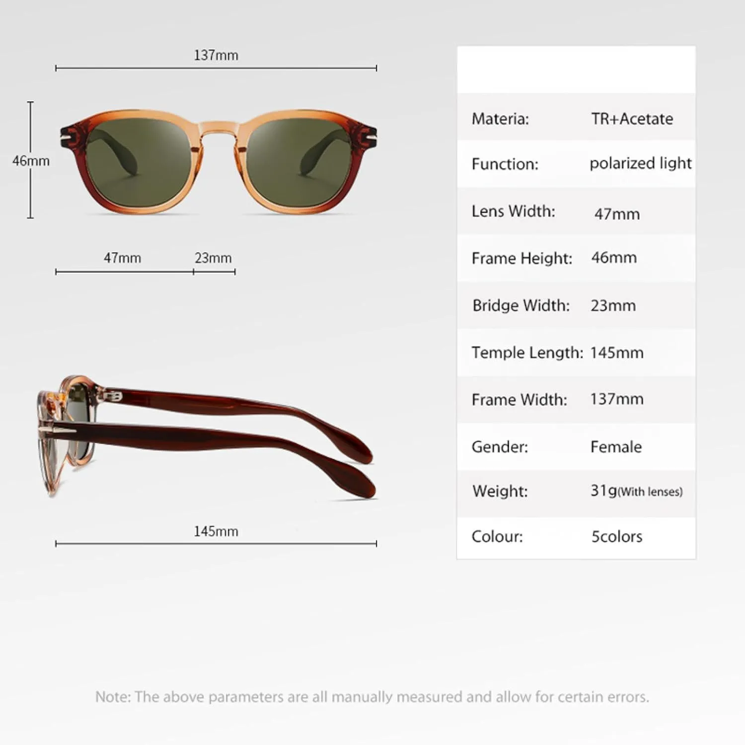 Polarized Sunglasses for Men Brown Blue Fashion Sunglassess for Women Uv400 Male Outdoor(Brown With Green,one)