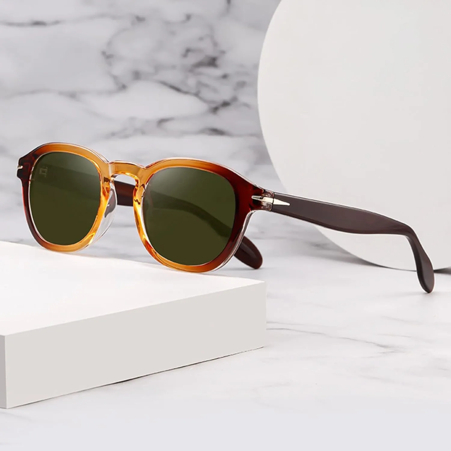 Polarized Sunglasses for Men Brown Blue Fashion Sunglassess for Women Uv400 Male Outdoor(Brown With Green,one)