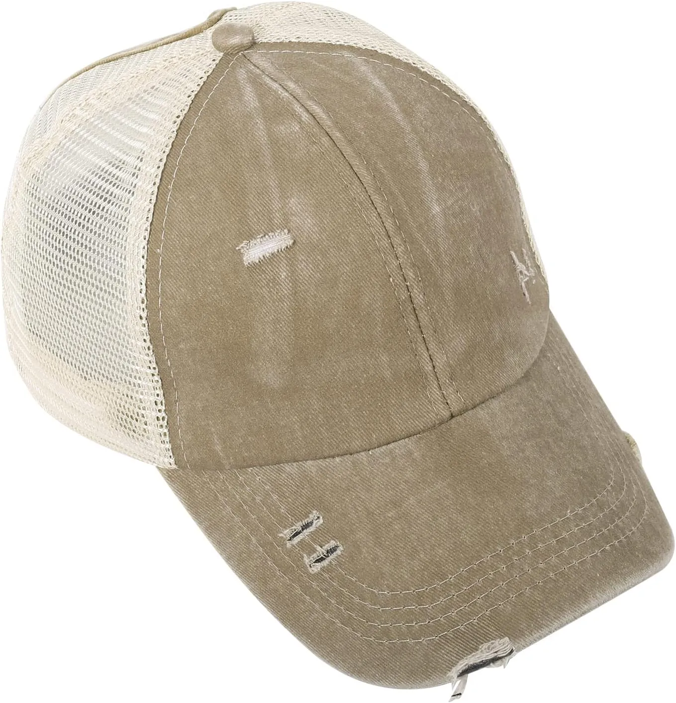 Ponytail Hats Baseball Hat Mesh Washed Distressed Dad Hat Vintage Cotton Trucker Hat for Women