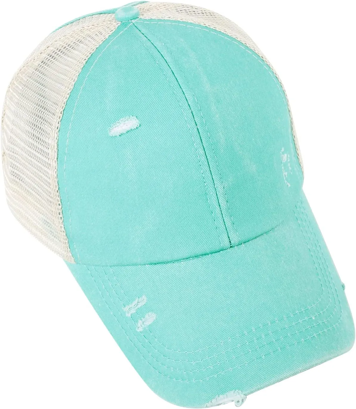 Ponytail Hats Baseball Hat Mesh Washed Distressed Dad Hat Vintage Cotton Trucker Hat for Women
