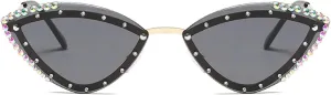 Popular Y2K Vintage Diamond Cat Eye Sunglasses Women For Female Rimless Sun Glasses Punk Luxury Designer Crystal Shades N45