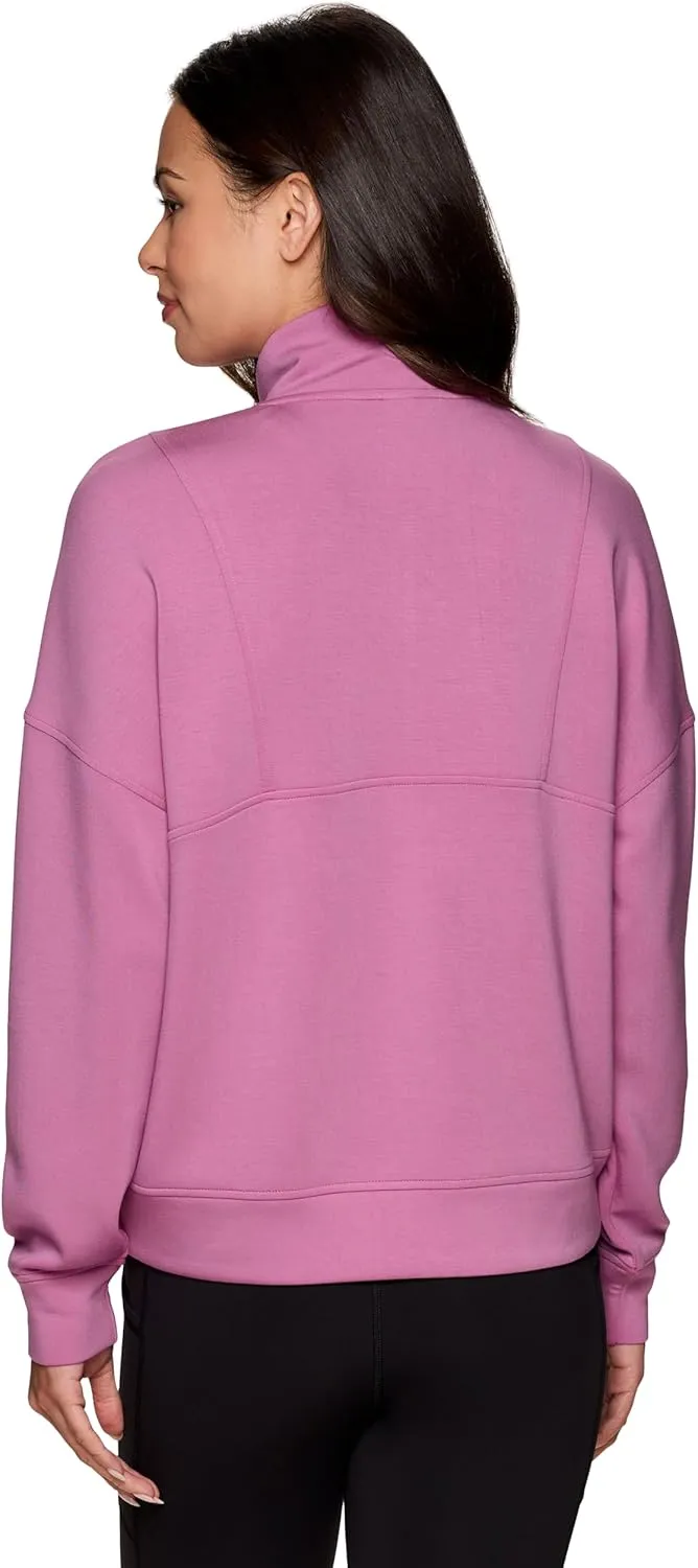 RBX Activewear Luxe Athleisure 1/2 Zip Sweatshirt for Women, Lightweight Super Soft Mock Neck Zip Up Pullover with Pocket