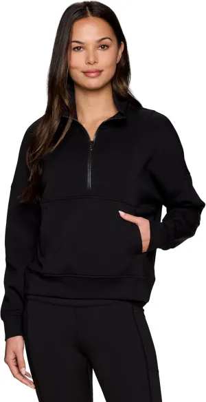 RBX Activewear Luxe Athleisure 1/2 Zip Sweatshirt for Women, Lightweight Super Soft Mock Neck Zip Up Pullover with Pocket