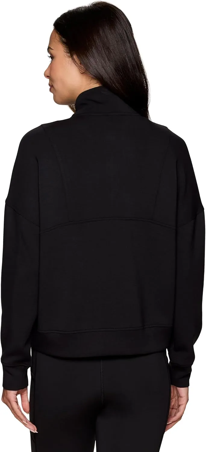 RBX Activewear Luxe Athleisure 1/2 Zip Sweatshirt for Women, Lightweight Super Soft Mock Neck Zip Up Pullover with Pocket