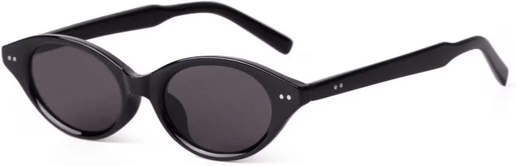 Retro Oval Sunglasses for Women Men Vintage 90s Trendy Y2K Narrow Cat Eye Chic Rivets Deco UV Protection Sun Glasses