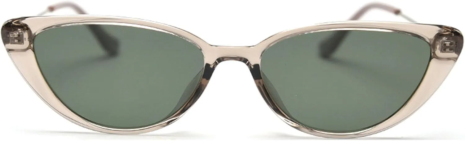 Retro Polarized Sunglasses for Women Men Small 90s Vintage Trendy Cat Eye Sunglasses Female Green Brown Trendy Shades