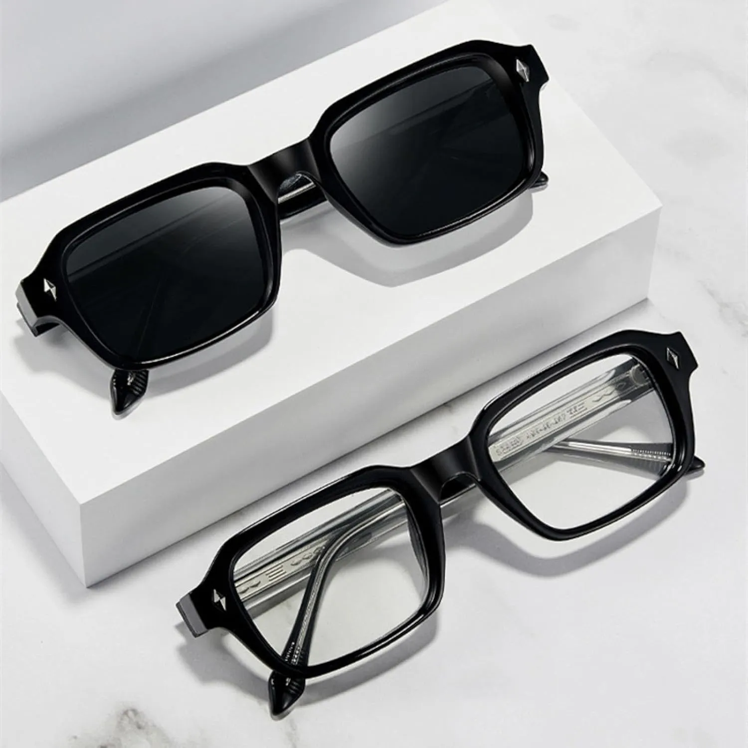 Retro Rectangle Men Luxury Sunglasses Fashion Women Punk Shades Uv400 Rivets Sun Glasses