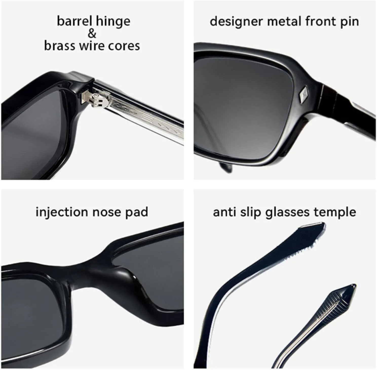 Retro Rectangle Men Luxury Sunglasses Fashion Women Punk Shades Uv400 Rivets Sun Glasses