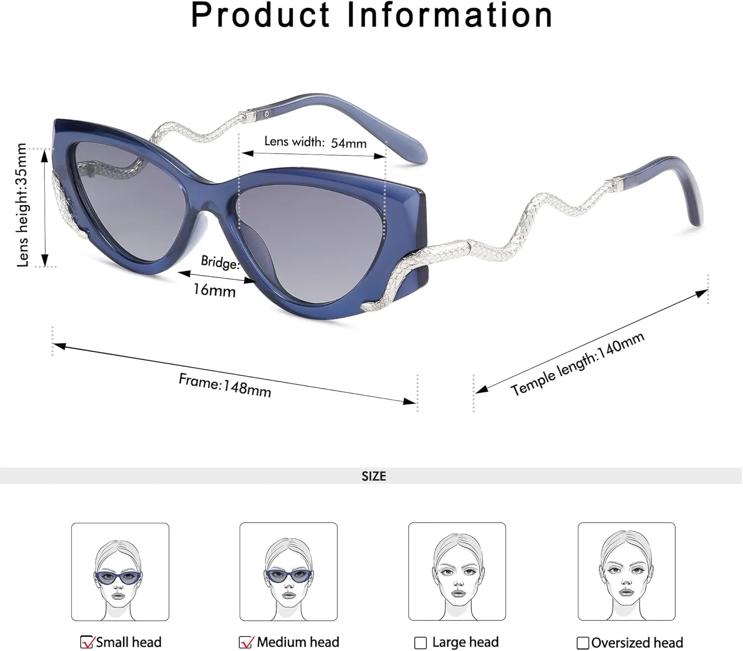 Retro Y2K Snake Sunglasses for Women Chic Cat Eye 90s Sunnies Narrow Trendy Sun Glasses AP3667