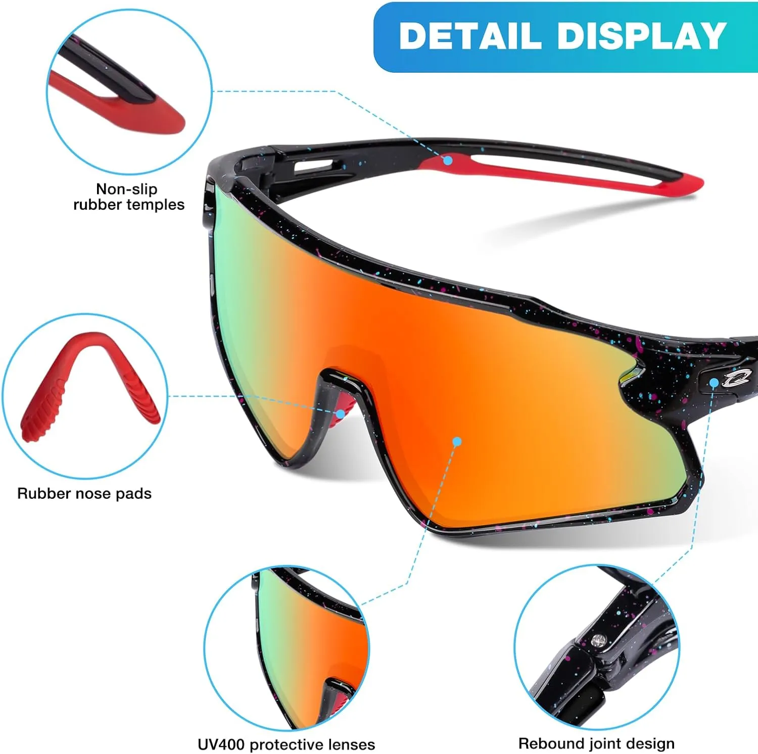 RIVBOS Youth Baseball Sunglasses for Kids(Boys&Girls) Polarized UV Protection Cycling Glasses RYS007